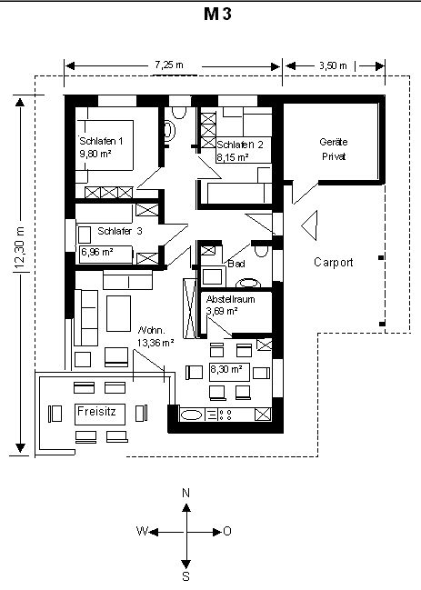 Der Grundriss des Hauses M3